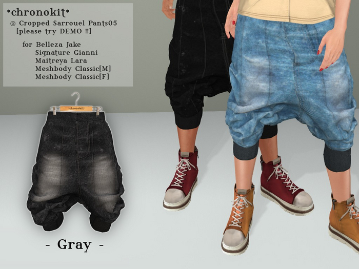 *chronokit* Cropped Sarrouel Pants05 Gray