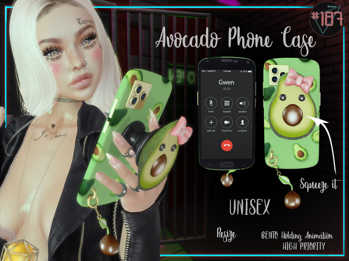 #187# Avocado Phone Case *Holding*