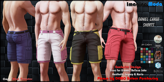 Daniel Cargo Shorts -FATPACK- Aesthetic, Gianni, Jake, Legacy M, Kario -Imagine-