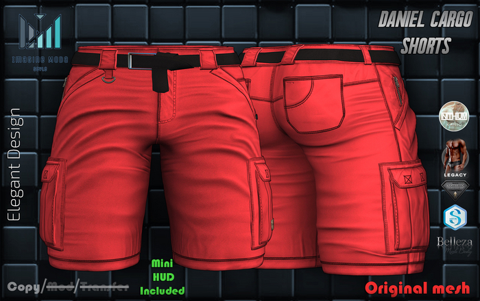 Daniel Cargo Shorts -Red- Aesthetic, Gianni, Jake, Legacy M, Kario -Imagine-