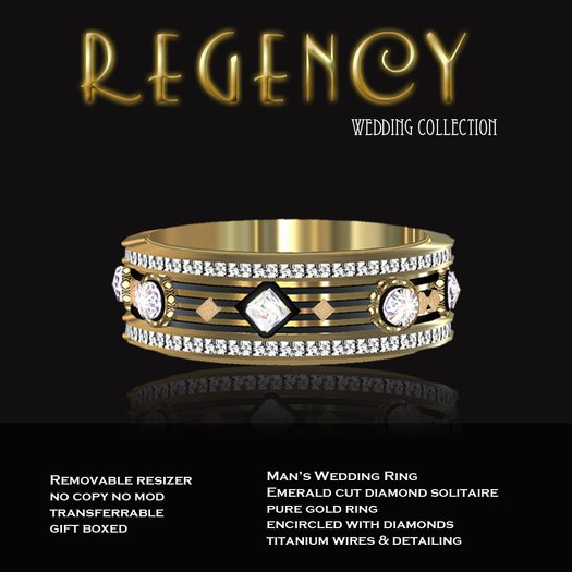 Exquisite Regency Gold Man's Wedding Ring 