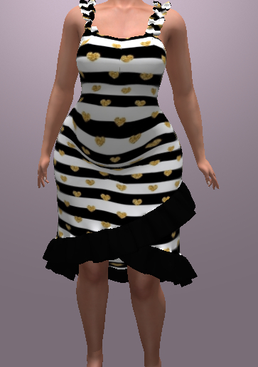 LoveMomma One In A Melon black n white gold hearts frill dress