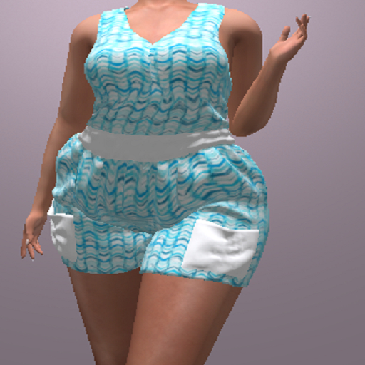 LoveMomma One In A Melon blue waves romper