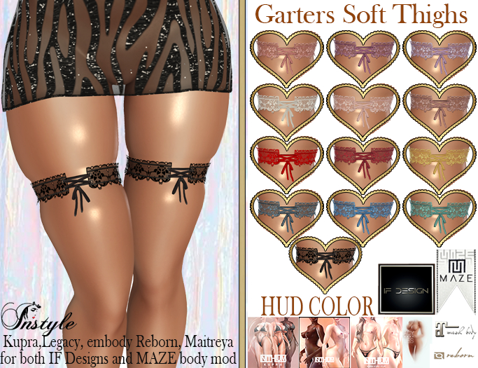 Sale 30% - Soft Thighs With Garter Lace HUD color-Fat Pac2