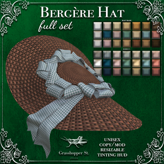 Grasshopper St Bergère Hat - Full Set