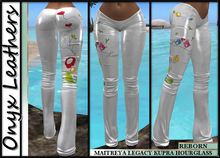White leather love pants with materials