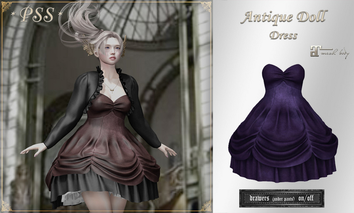 *PSS* Antique Doll Dress Grape (touch to unpack)