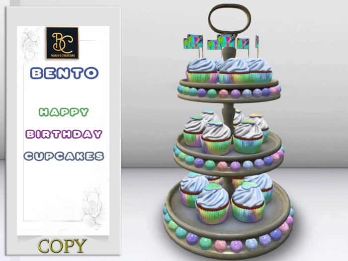 BMC5056 - BENTO -  HAPPY BIRTHDAY CUPCAKES - TOUCH FOR A SINGLE HAPPY BIRTHDAY CUPCAKE