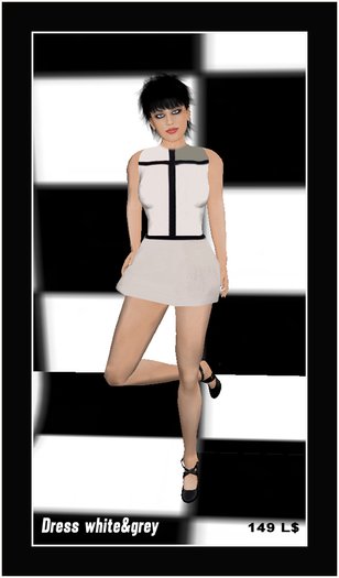 Dress white&grey
