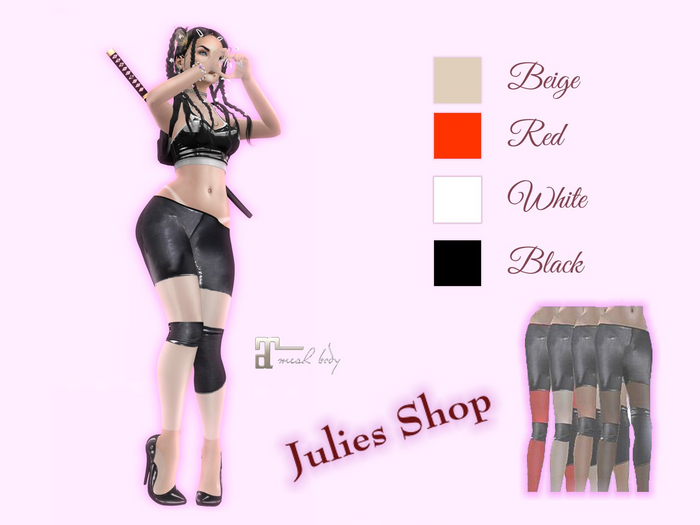 Nylon leggings with leather applications Maitreya applier  4 Colors
