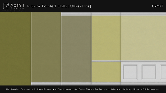 [AC] Interior Painted Walls V.1 [Lime+Olive] 40 Seamless Textures