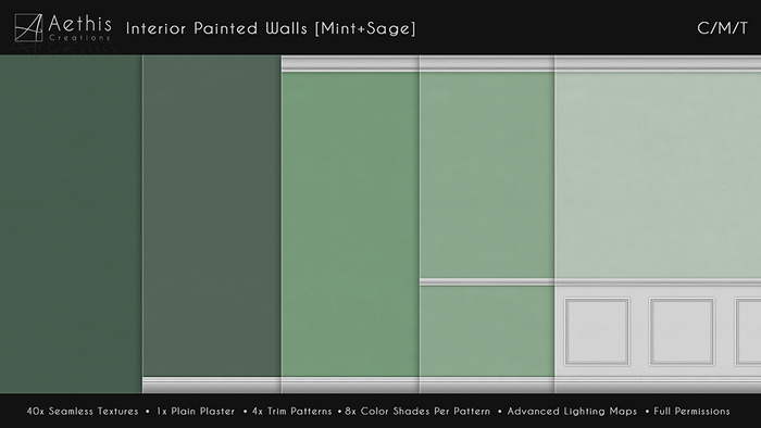 [AC] Interior Painted Walls V.1 [Mint+Sage] 40 Seamless Textures