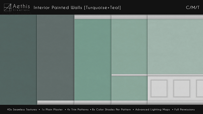 [AC] Interior Painted Walls V.1 [Turquoise+Teal] 40 Seamless Textures