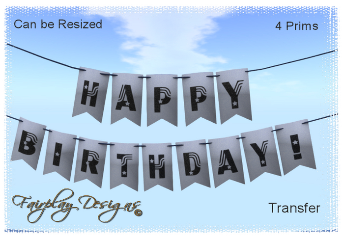 ~R~Happy Birthday Silver Pennants