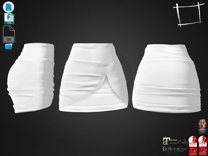 Dae Obj FBX For Female Mini Tulip Skirt Maitreya, Slink (Physique,Hourglass), Belleza (Isis,Freya), Legacy
