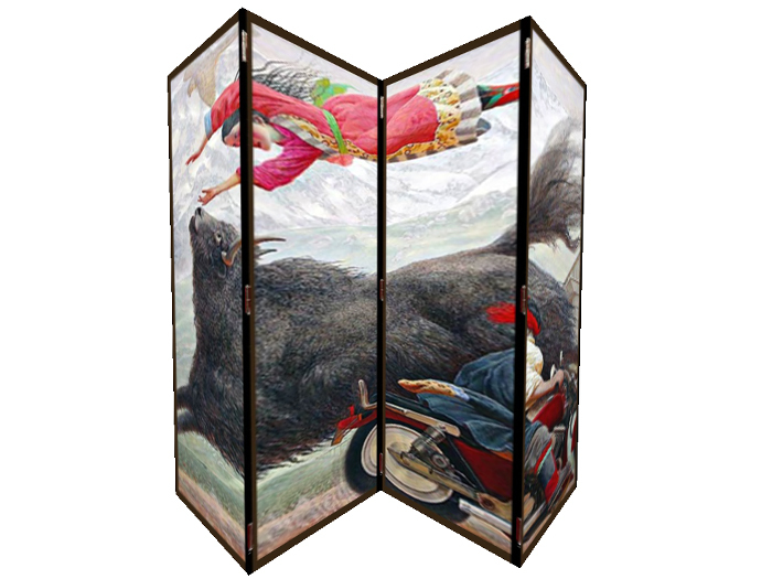 Flying Chinese motorcycle 1 prim screen hinged