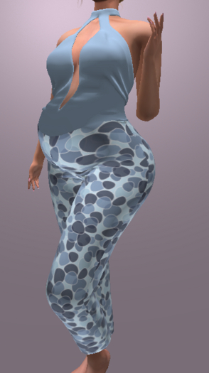 One In A Melon river rocks blue low cut jumpsuit