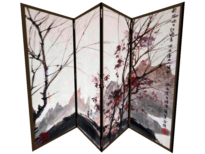 Japanese Baoshi pink flowers 1 prim screen hinged