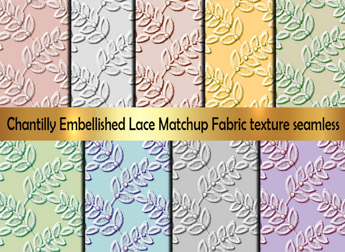 Chantilly Embellished Lace Matchup Fabric texture seamless