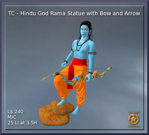 Hindu God Rama Statue with Bow and Arrow