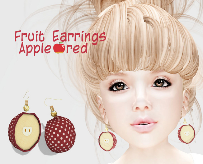 [ Full Perm ] Fruit Earrings Apple Red