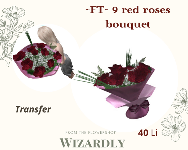 ~FT~ 9 red roses bouquet