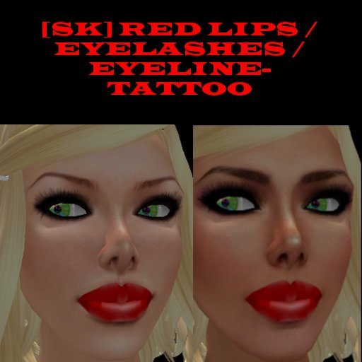 [SK] *RED LIPS /EYELASHES/EYELINE- TATTOO ( BOX )