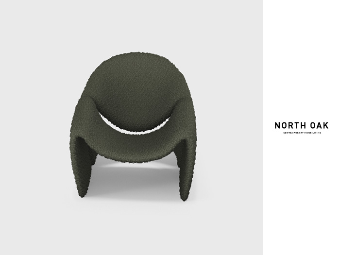 [North Oak] + Kaden Boucle Chair (army)