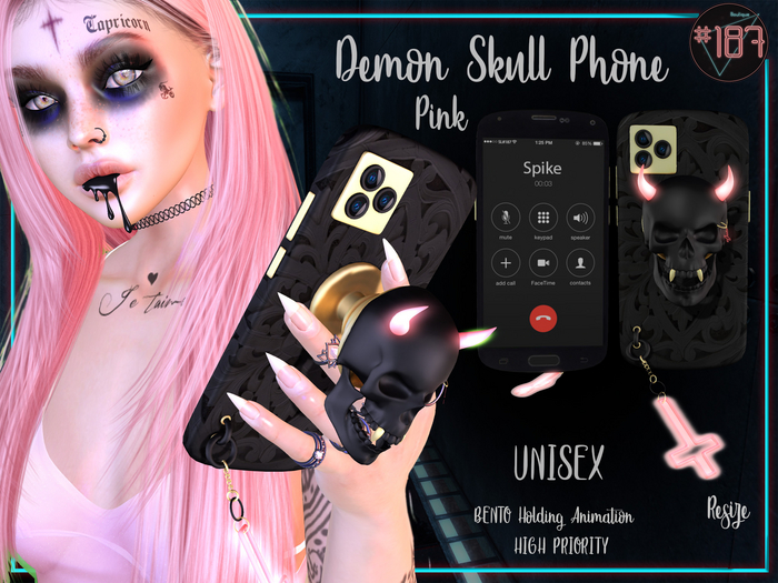 #187# Demon Phone Case Pink *Holding*
