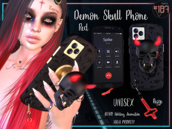 #187# Demon Phone Case Red *Holding*
