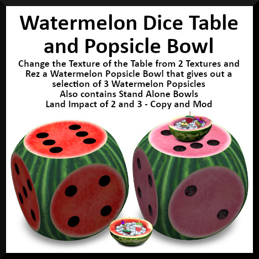 Menu Driven Watermelon Dice Table and Popsicle Bowl