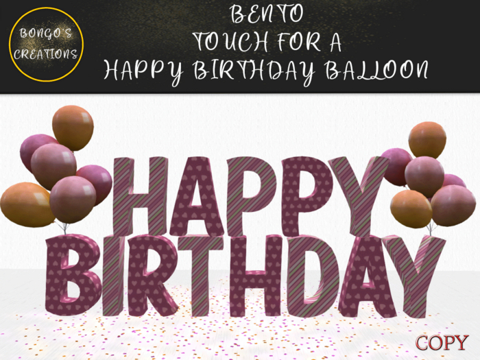 BMC5094 - BENTO -  HAPPY BIRTHDAY DECOR - TOUCH FOR A HAPPY BIRTHDAY BALLOON