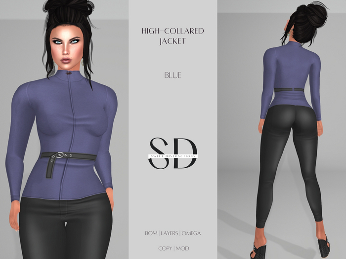 S/D High-collared Jacket - Blue (BOM, Layers, Omega)