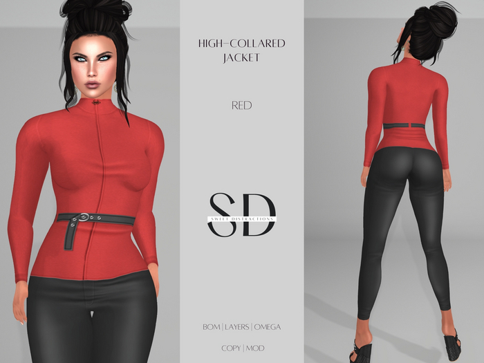 S/D High-collared Jacket - Red (BOM, Layers, Omega)