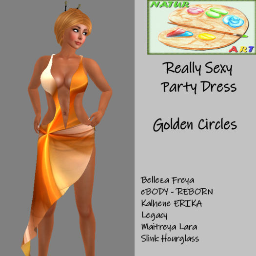NaturArt Really Sexy Party Dress Golden Circles