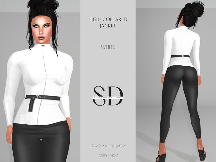 S/D High-collared Jacket - White (BOM, Layers, Omega)