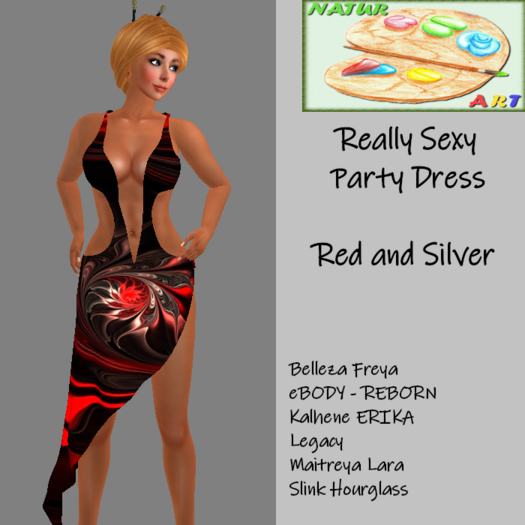 NaturArt Really Sexy Party Dress Red and Silver