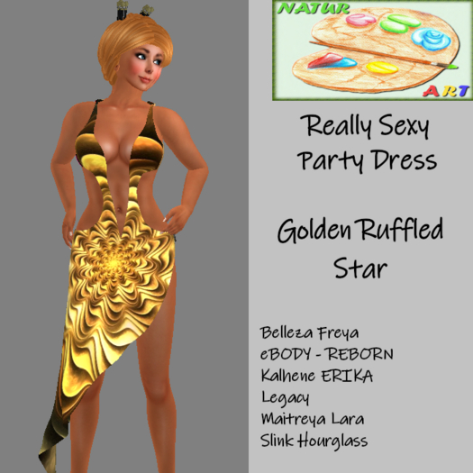 NaturArt Really Sexy Party Dress Golden Ruffled Star