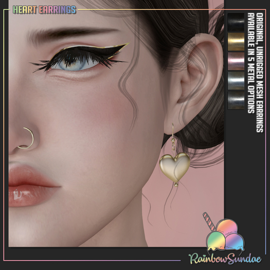*Rainbow Sundae* Heart Earrings - SILVER