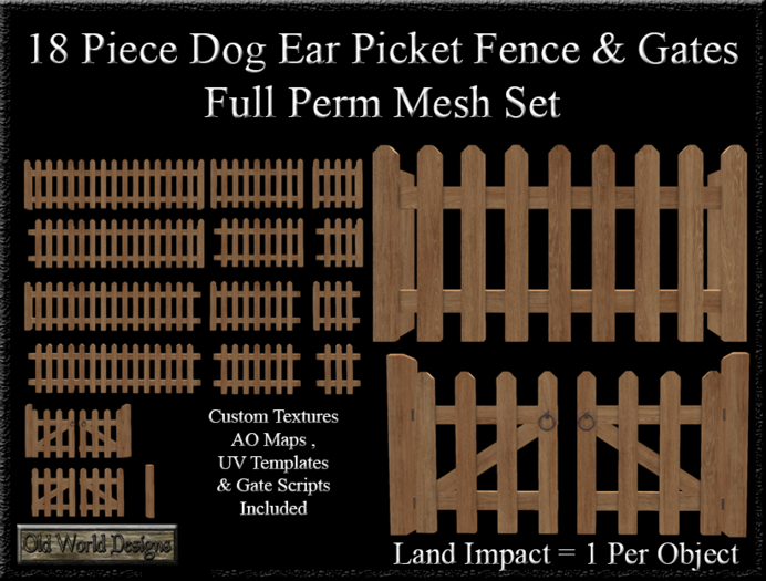 Old World Designs 18 Piece Full Perm Dog Ear Picket Fence and Gate Builders Mesh Set