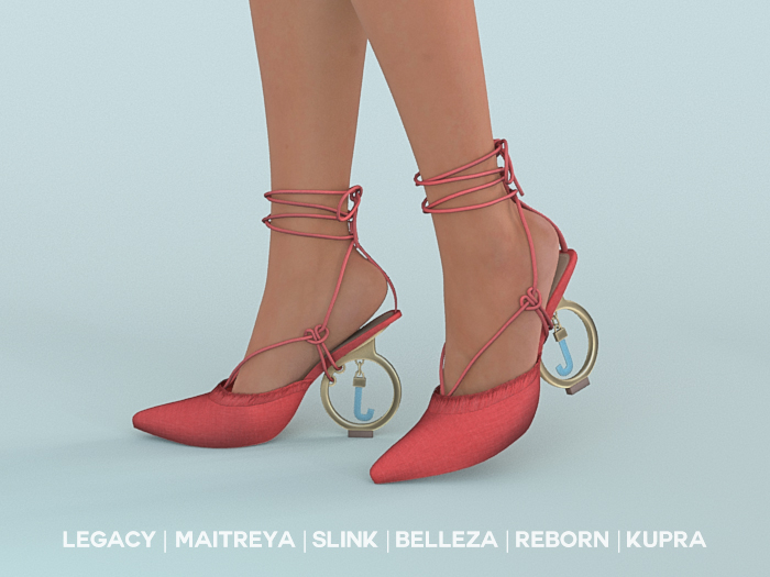 $NT Gold Ring Heels RED