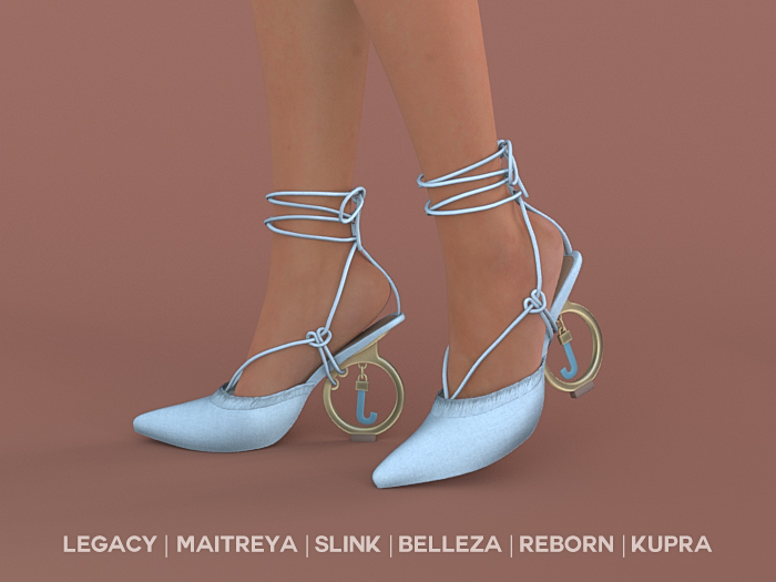 $NT Gold Ring Heels LIGHT BLUE