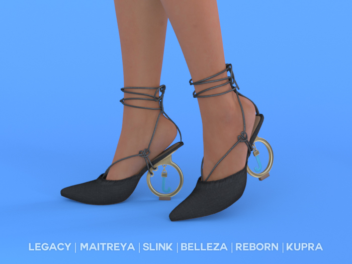 $NT Gold Ring Heels BLACK