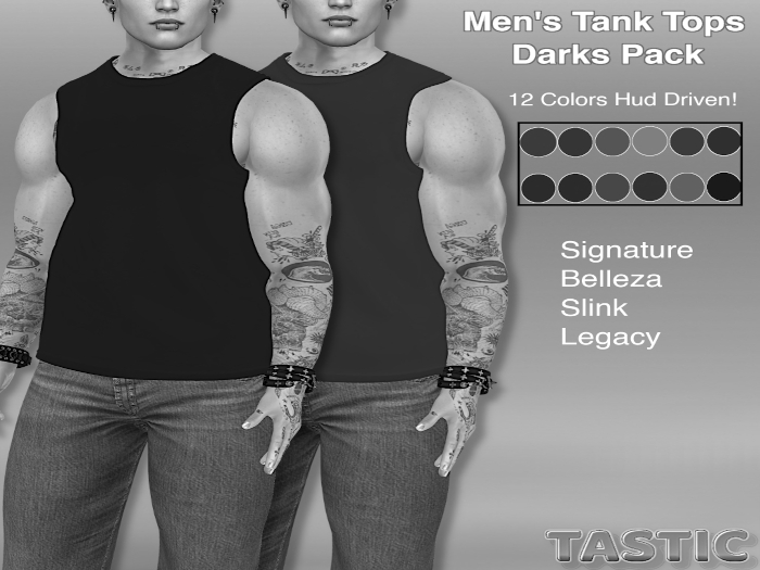 Tastic-Men's Tank Tops Darks Pack Demo