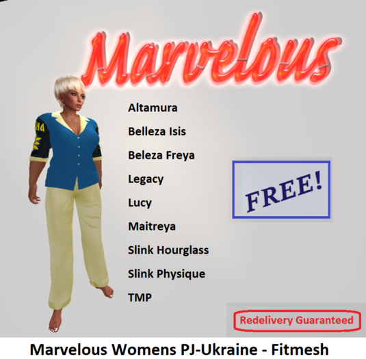 Marvelous Womens PJ- Ukraine-FITMESH