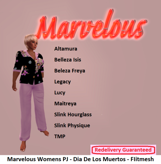 Marvelous Womens PJ-Violet-Dia De Los Muertos-Fitmesh-