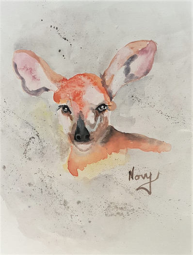 Shy Fawn Watercolour Framed 