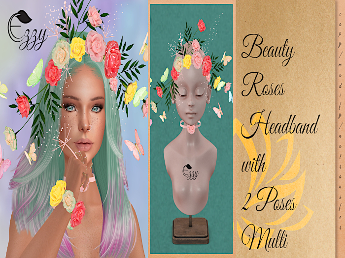 EZZY Beauty Roses Headband Multi + 2 Poses