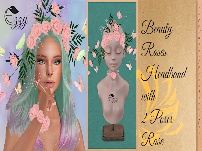 EZZY Beauty Roses Headband Rose + 2 Poses