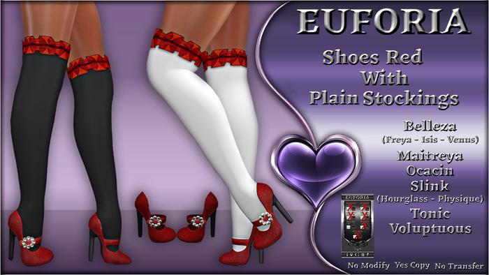 *EUFORIA* Shoes Red With Plain Stockings
